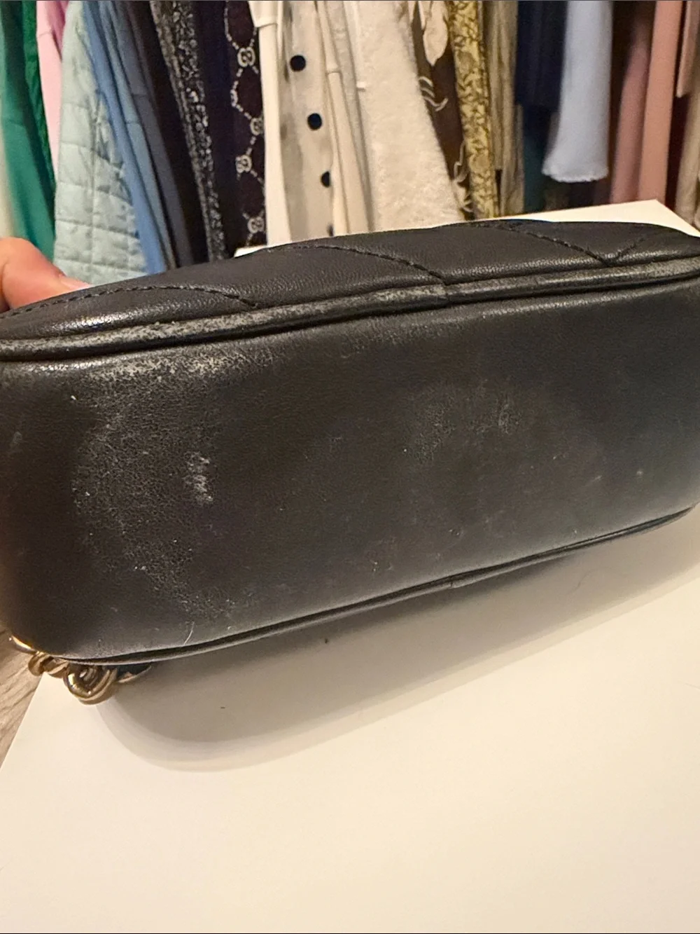 Tory Burch Kira Black Quilted Camera Bag with Gold Logo